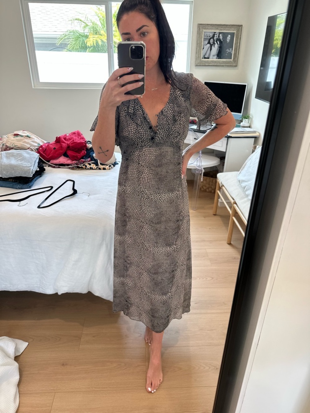 Stone Cold Fox Black and White Printed Midi Dress